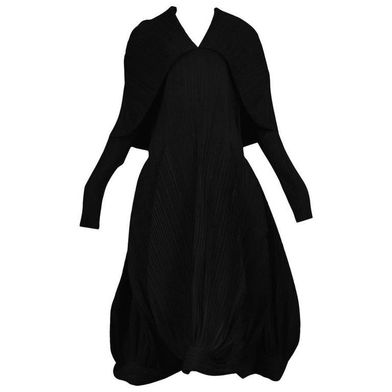 Vintage Issey Miyake Black Pleated Museum Collection Dress 1985 at ...