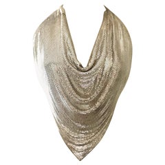 Whiting & Davis Vintage Silver-Tone Chainmail Halter Top 1990s