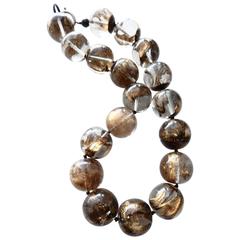 1980s Donatella Pellini Gold Resin Beaded Necklace
