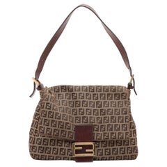 Fendi Mamma Baguette in tela e pelle Marrone