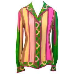 1960s Emilio Pucci Striped Silk Chifon Blouse