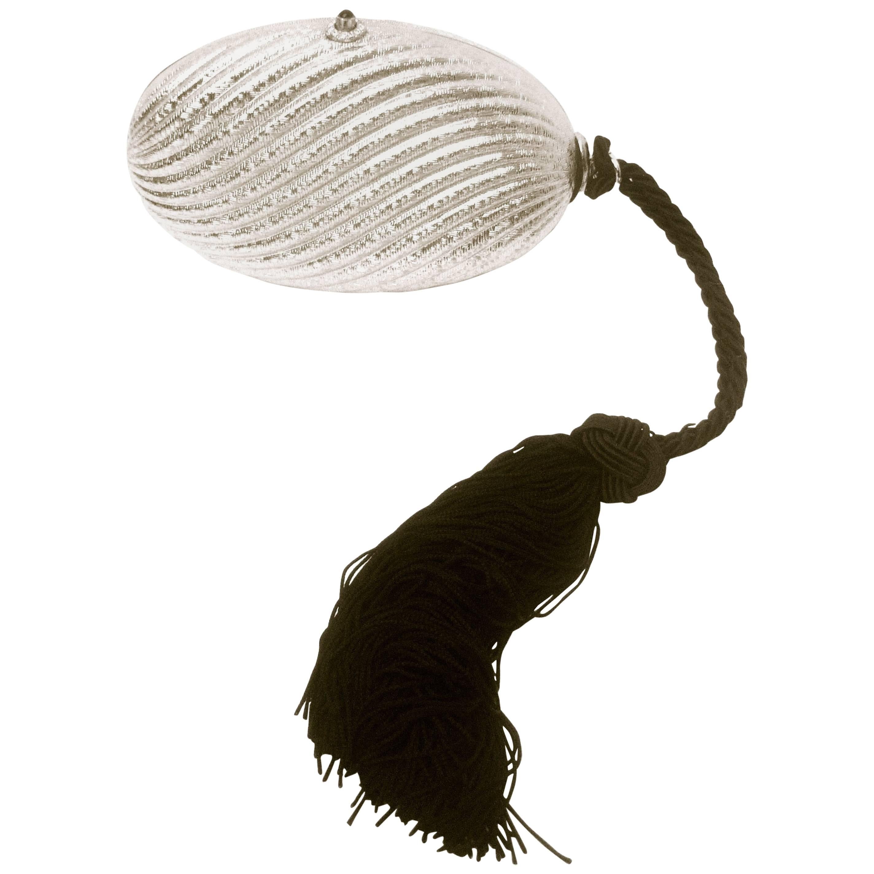 Sleek Silver Metal Tassel Evening Clutch Made in Italy