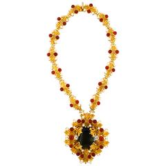 Vintage 1960s William de Lillo Royal Black Topaz Necklace