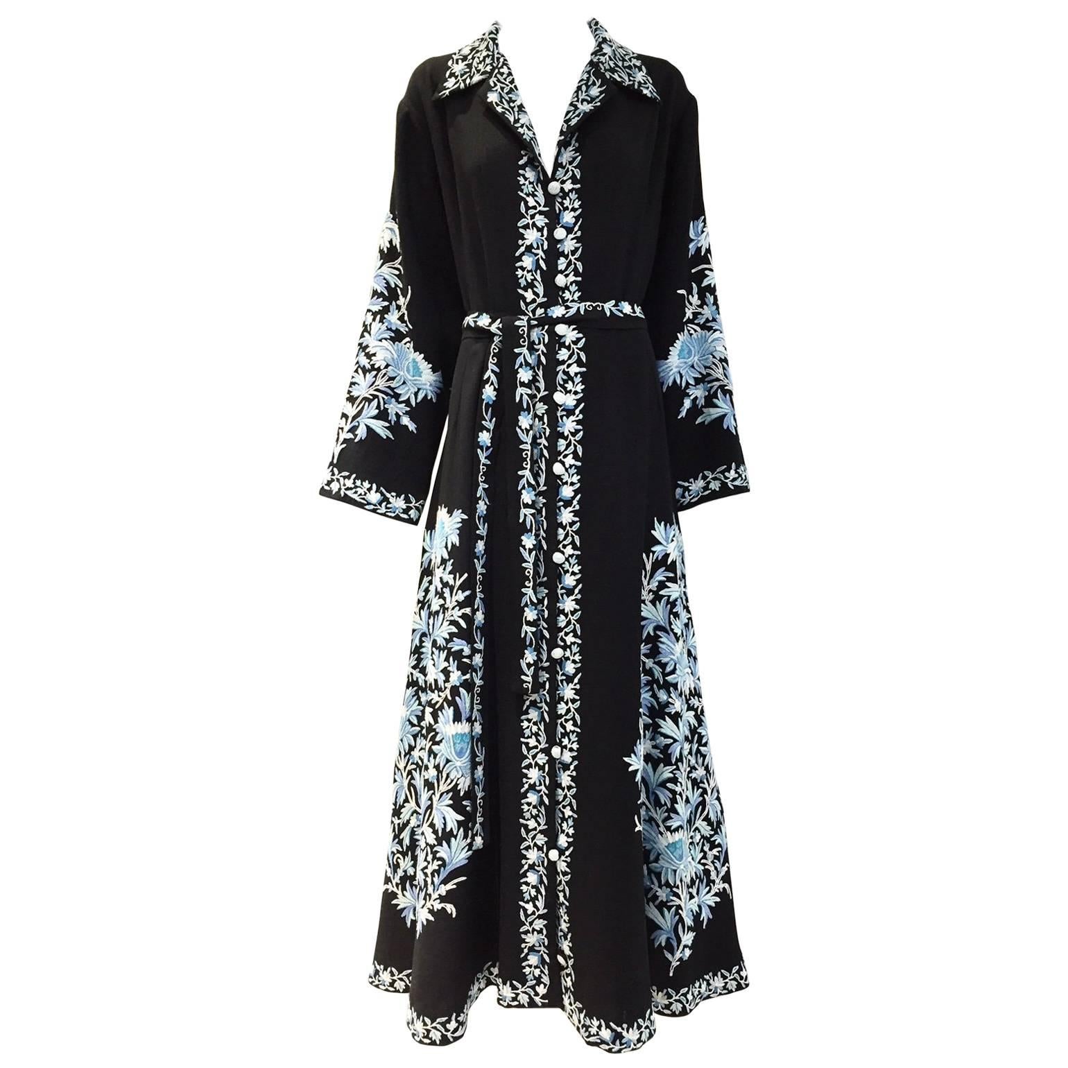 70s Kashmiri wool embroidered light coat