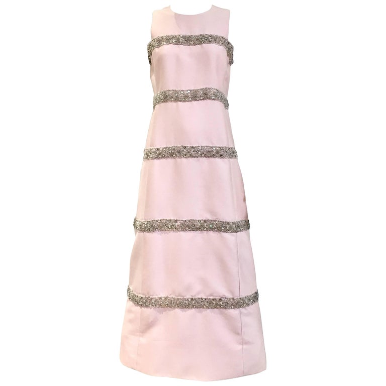 Vintage 1960s Malcolm Starr Light Pink Sleeveles Silk Shift Dress For Sale