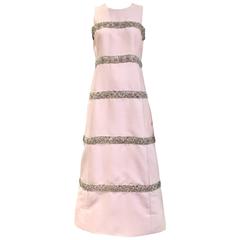 Vintage 1960s Malcolm Starr Light Pink Sleeveles Silk Shift Dress 12