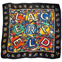 1990s Karl Lagerfeld " Letter" Silk Scarf 