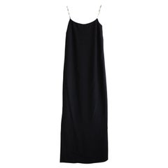 Chanel Vintage S/S 1998 Silver Crystal Chiclet Straps Black 98p Gown Dress