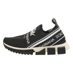 Dolce & Gabbana - Sneakers Sorrento in maglia nera con stampa Corona Taglia 39