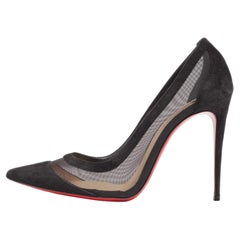 Christian Louboutin Black Suede and Mesh Galativi Pumps Size 38