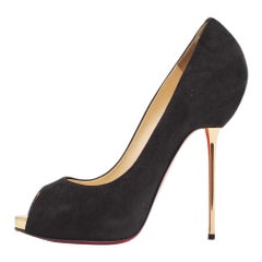Christian Louboutin Black Suede Open Lips Pumps Size 38