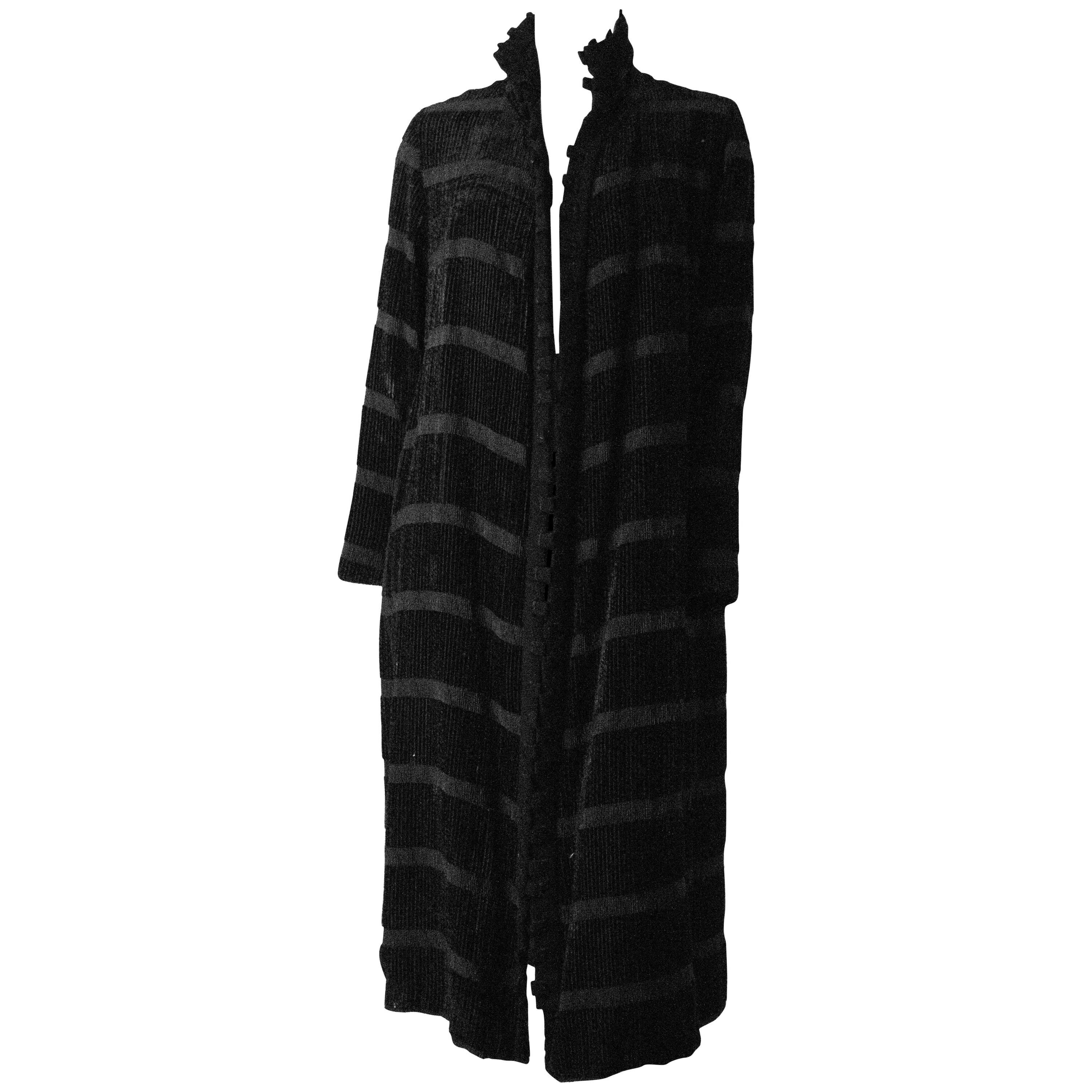 20s Black Silk Cord Coat For Sale