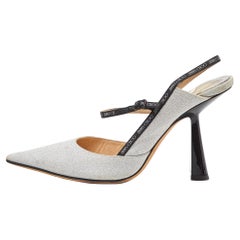 Jimmy Choo Silver Glitter Slingback Pumps Size 37.5
