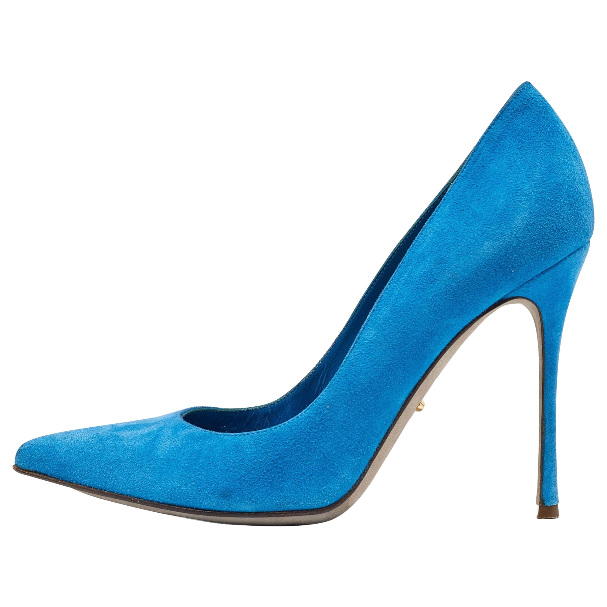 Sergio Rossi escarpins à bout pointu en daim bleu marine, taille 36,5