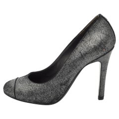 Chanel Grey Texture Suede Cap Toe Pumps Size 37
