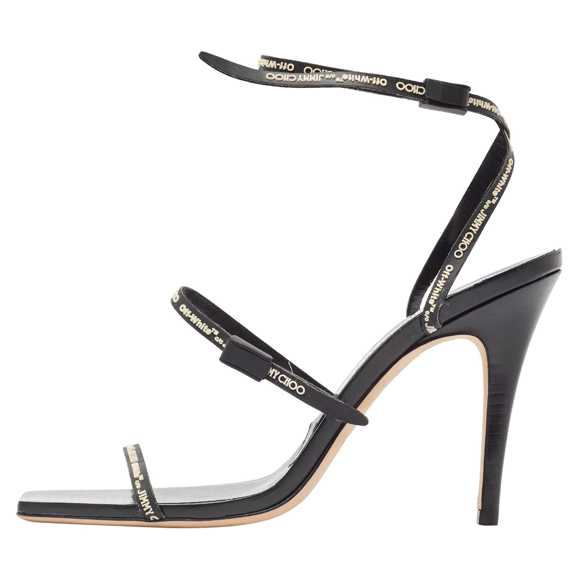 Jimmy Choo X Off-White  Black Leather Jane Sandals Size 39 For Sale
