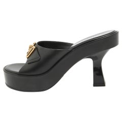 Versace Black Leather Medusa Biggie Platform Slide Sandals Size 39