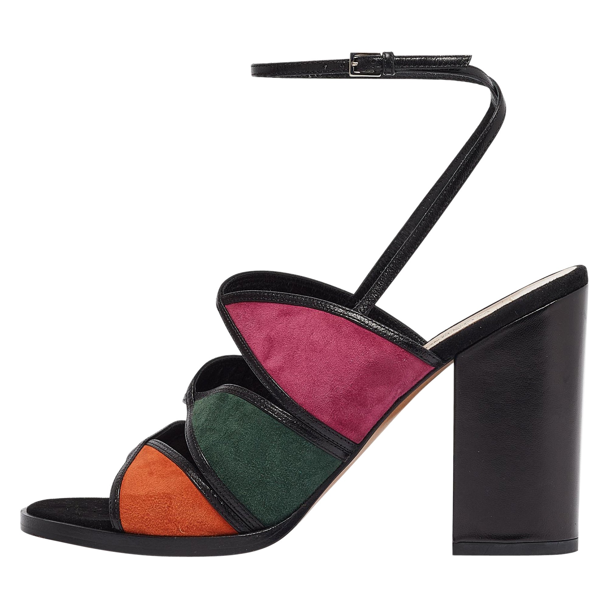 Multicolour Sandals Valentino Multicolor Suede and Leather Ankle Wrap Sandals Size 38 For ...
