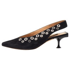 Sergio Rossi Sandalias SR Eyelet Slingback Ante Negro Talla 37