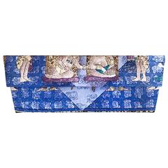 Vintage Pineda Covalin Blue Silk Aztec Mexican Asymmetrical Avant Garde Clutch 5