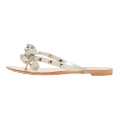 Valentino Silver Jelly Bow Thong Flats Size 36