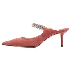 Jimmy Choo Pink Suede Pointed Toe Bing Mules Size 38.5