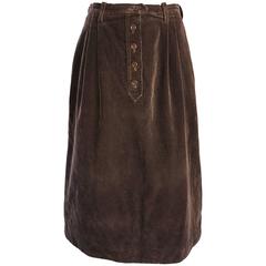 1970s Yves Saint Laurent Rive Gauche Brown Corduroy A - Line Vintage Mide Skirt 9