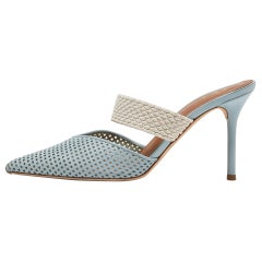 Malone Souliers Blue Perforated Leather Maisie Mules Size 37