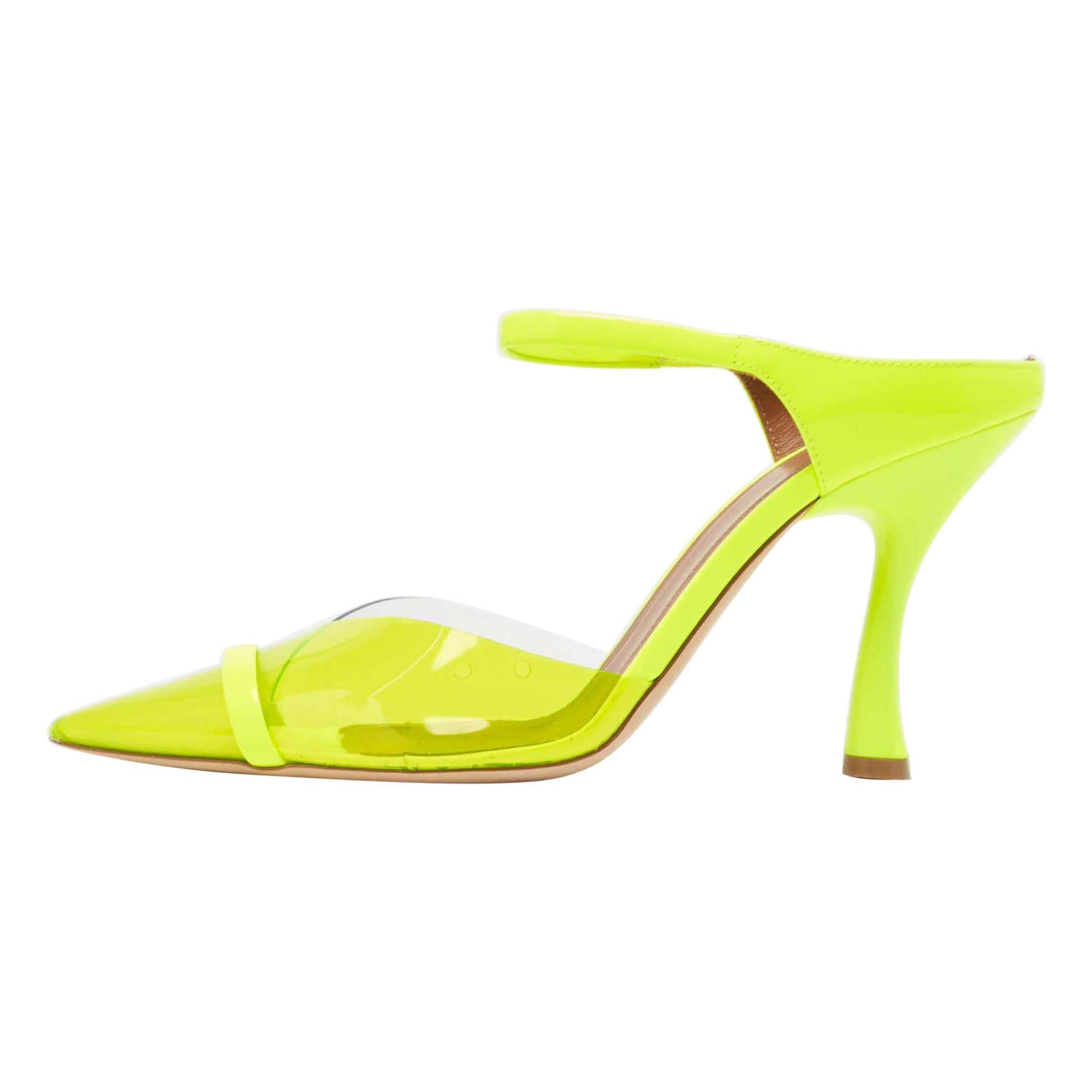 Malone Souliers Mules Iona in PVC e vernice giallo neon misura 38,5