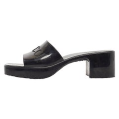 Gucci Black Rubber Logo Slide Sandals Size 37