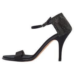 Giuseppe Zanotti Sandali con cinturino alla caviglia in tessuto nero e impreziositi misura 39,5