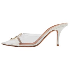 Malone Souliers Transparent/White PVC and Patent Missy Mules Size 40