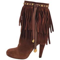 Gucci suede fringe and stud boots