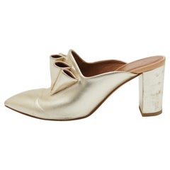 Malone Souliers - Mules con tacco a blocco in pelle dorata - misura 37,5