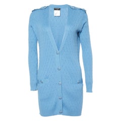 Chanel Blue Knit Buttoned Cardigan S