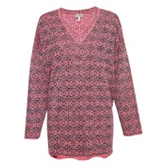 Loewe Pink Anagram Knit V-Neck Oversized Sweater XS