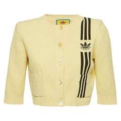 Gucci X Adidas Yellow Rib Knit Buttoned Crop Cardigan S