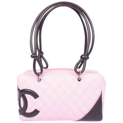 Chanel Cambon Ligne Quilted Bowler Bag - pink/black at 1stDibs