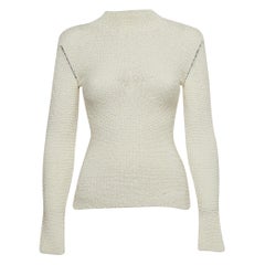 Fendi White Stretch Knit High Neck Slim Fit Pull Over S