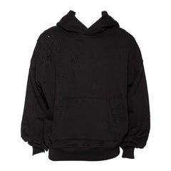 Amiri Sudadera negra de algodón desgastado de manga larga con capucha S