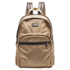 Coach Beige/Brown Leather and Nylon Backpack