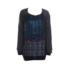 Marni Multicolor Crystal Embellished Bodice Detail Raglan Sleeve Pullover M