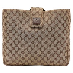 Gucci Beige GG Canvas and Leather Clutch