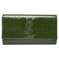 Yves Saint Laurent Green Patent Leather Belle De Jour Flap Clutch