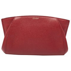 Cartier Burgundy Leather C De Cartier Clutch