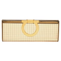Salvatore Ferragamo Gold Acrylic and Leather Musa Gancini Clutch
