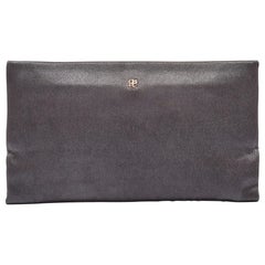 Carolina Herrera Grey Satin Frame Clutch