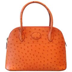 Hermes Classic Bolide Bag in Luxurious Orange Ostrich 
