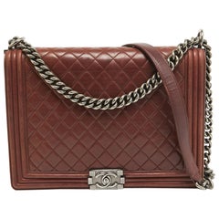 Chanel Burgundy Quilted Leather Large Boy Bag