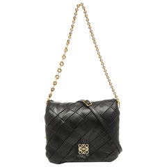 Loewe Black Leather Goya Puffer Shoulder Bag